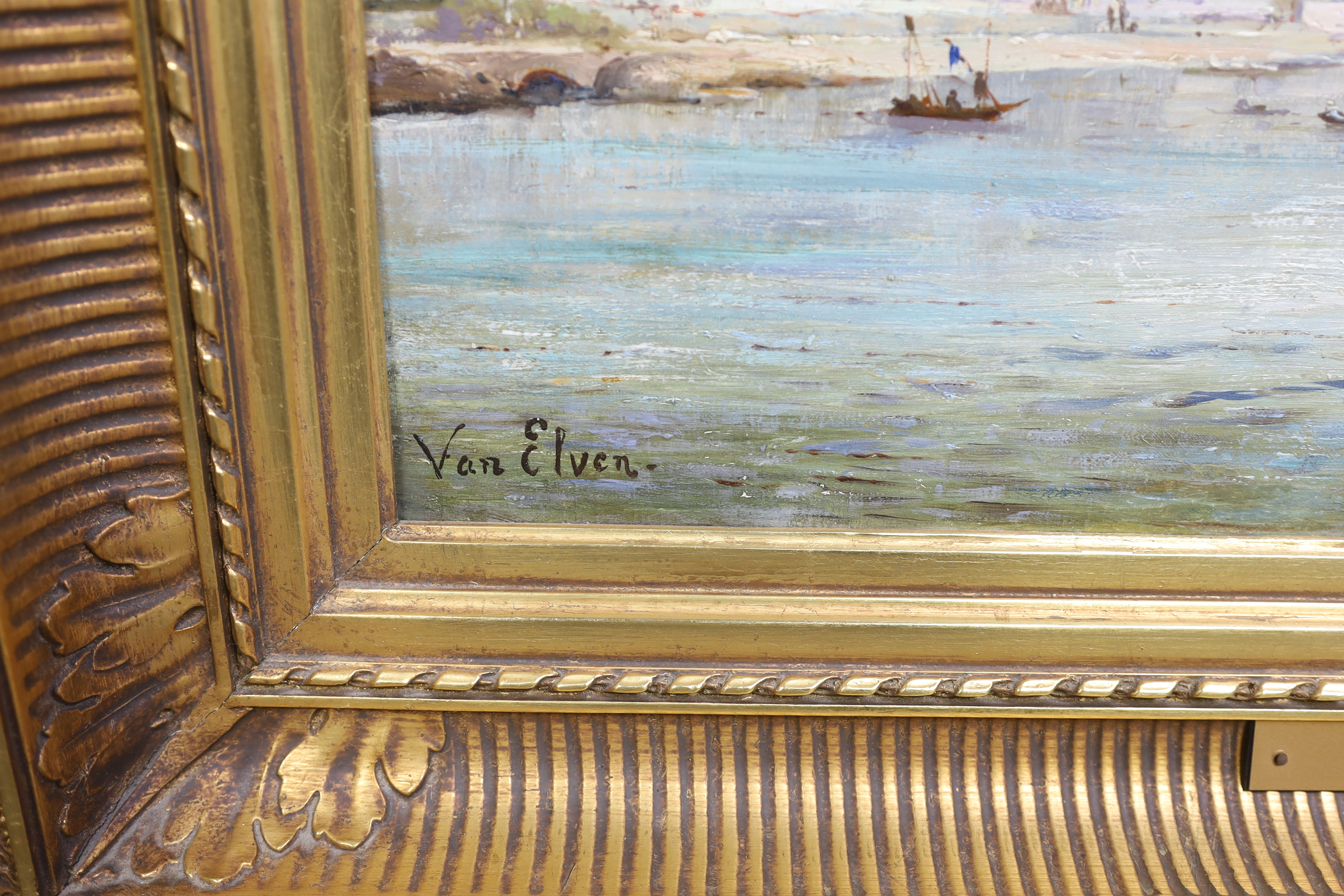 Pierre Henri Théodore Tetar Van Elven (Dutch/French, 1828-1908), View of Cannes, oil on canvas, 39 x 52cm